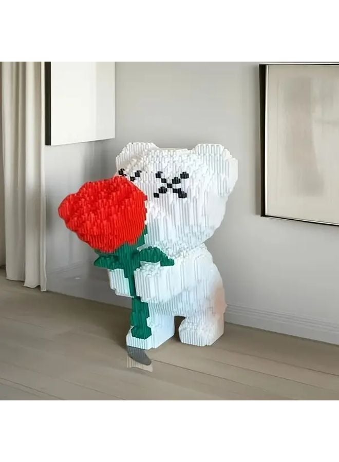 Model 8622 Building Blocks Set Rose Bear Romantic Bear Holding Roses Perfect Gift - Image 4